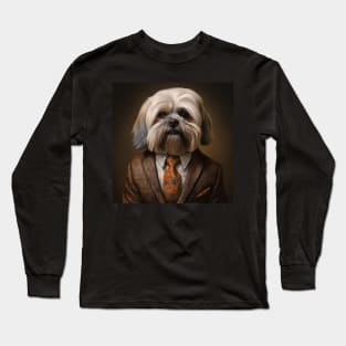 Lhasa Apso Dog in Suit Long Sleeve T-Shirt